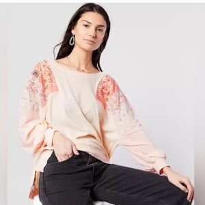 Free People alabaster combo feelin it peach patch top Size S EUC